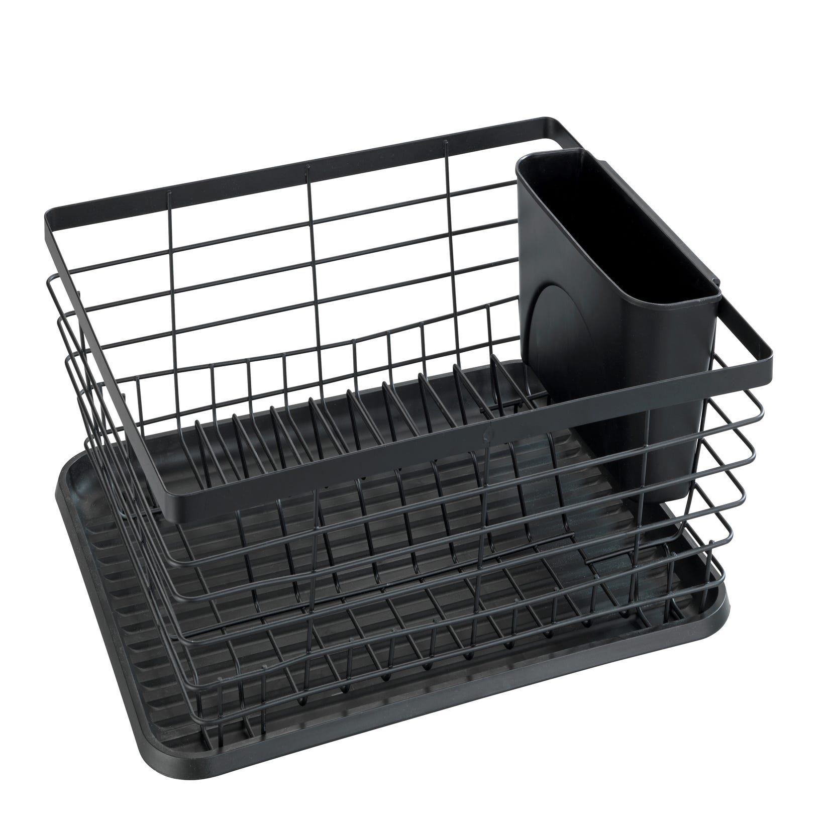 Égouttoir à vaisselle en métal et plastique noir - 37.5x33.5x13.8cm noir  Wadiga