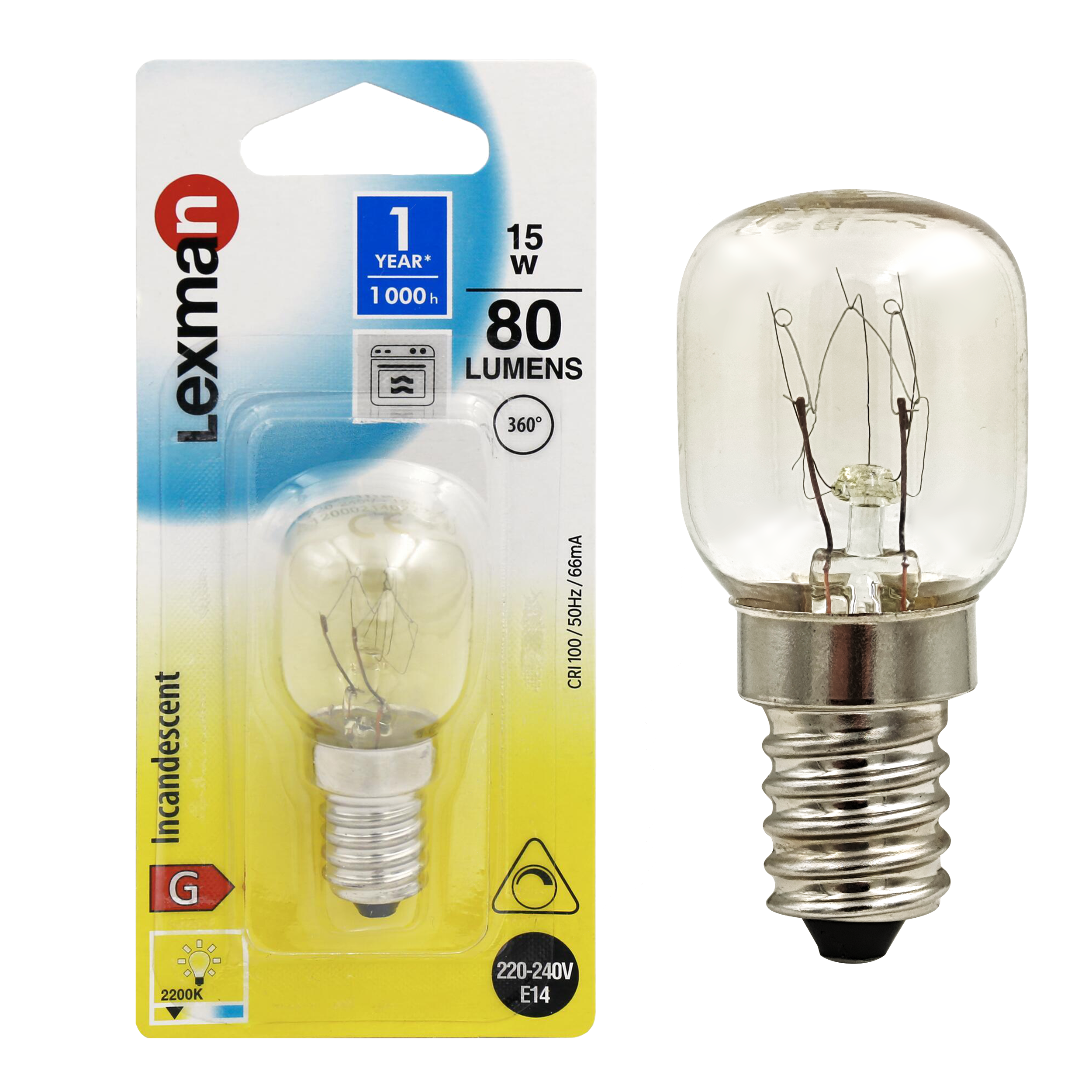 Lampe / Ampoule Halogène Frigo15 W. E14 lot de 2 lampes - 646280 - COGEX