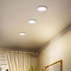 Spot encastrable IP44 pour salle de bain, spot encastrable au plafond  chromé rond, aluminium mat, LED 3W blanc froid, DxH 7x1 cm, lot de 3