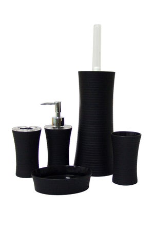WENKO Brosse WC Badi noir céramique - Porte-brosse WC avec soies