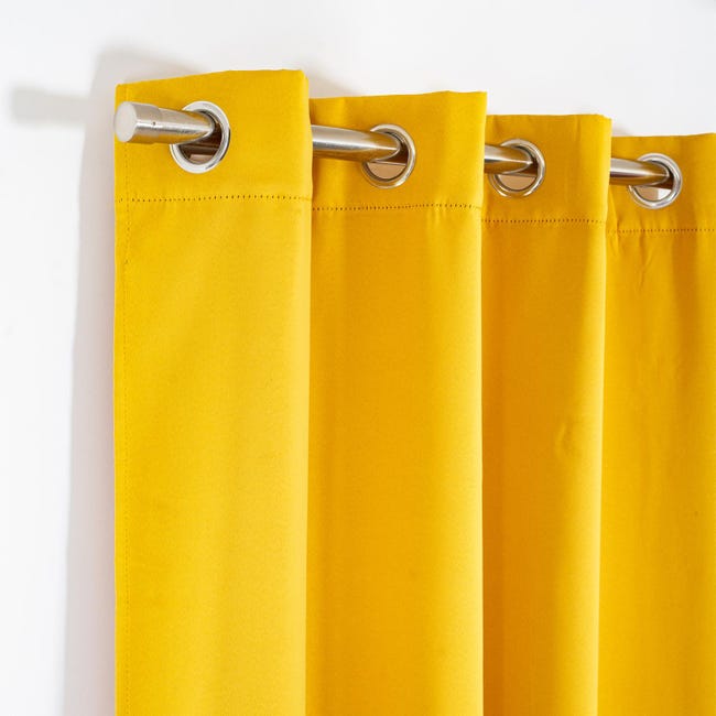 Rideau occultant thermique et phonique, Nocturne jaune l.135 x H.260 cm | Leroy Merlin rideau phonique leroy merlin