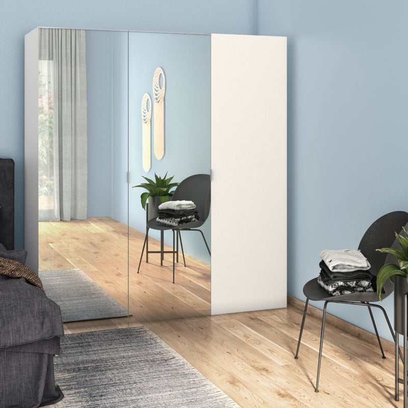 Armoire blanc miroir miroir H.200 x l.180 x P.60 cm Home