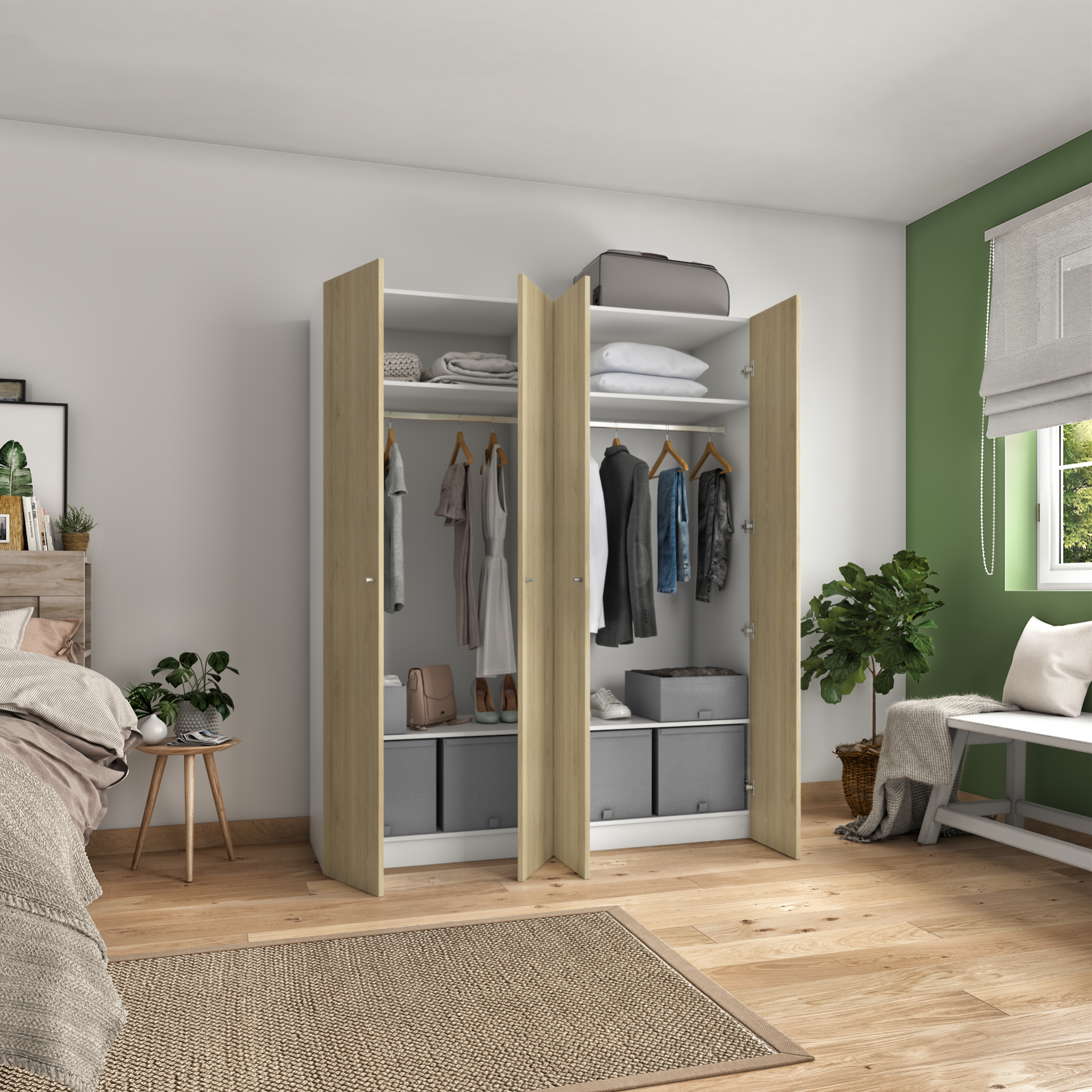 Armoire penderie blanc H.200 x l.160 x P.60 cm Home Leroy Merlin