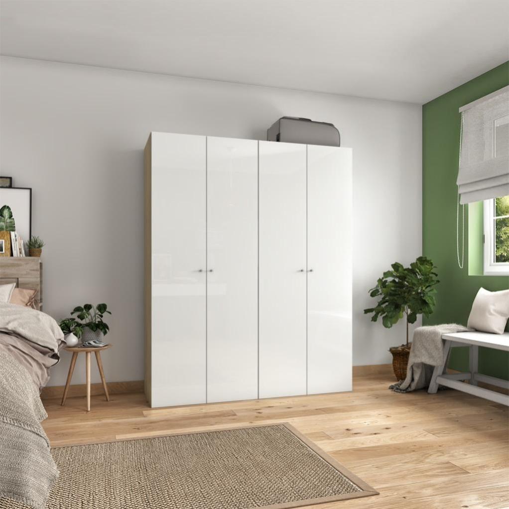 Armoire penderie blanc brillant chêne H.200 x l.160 x P.60 cm Home Leroy Merlin