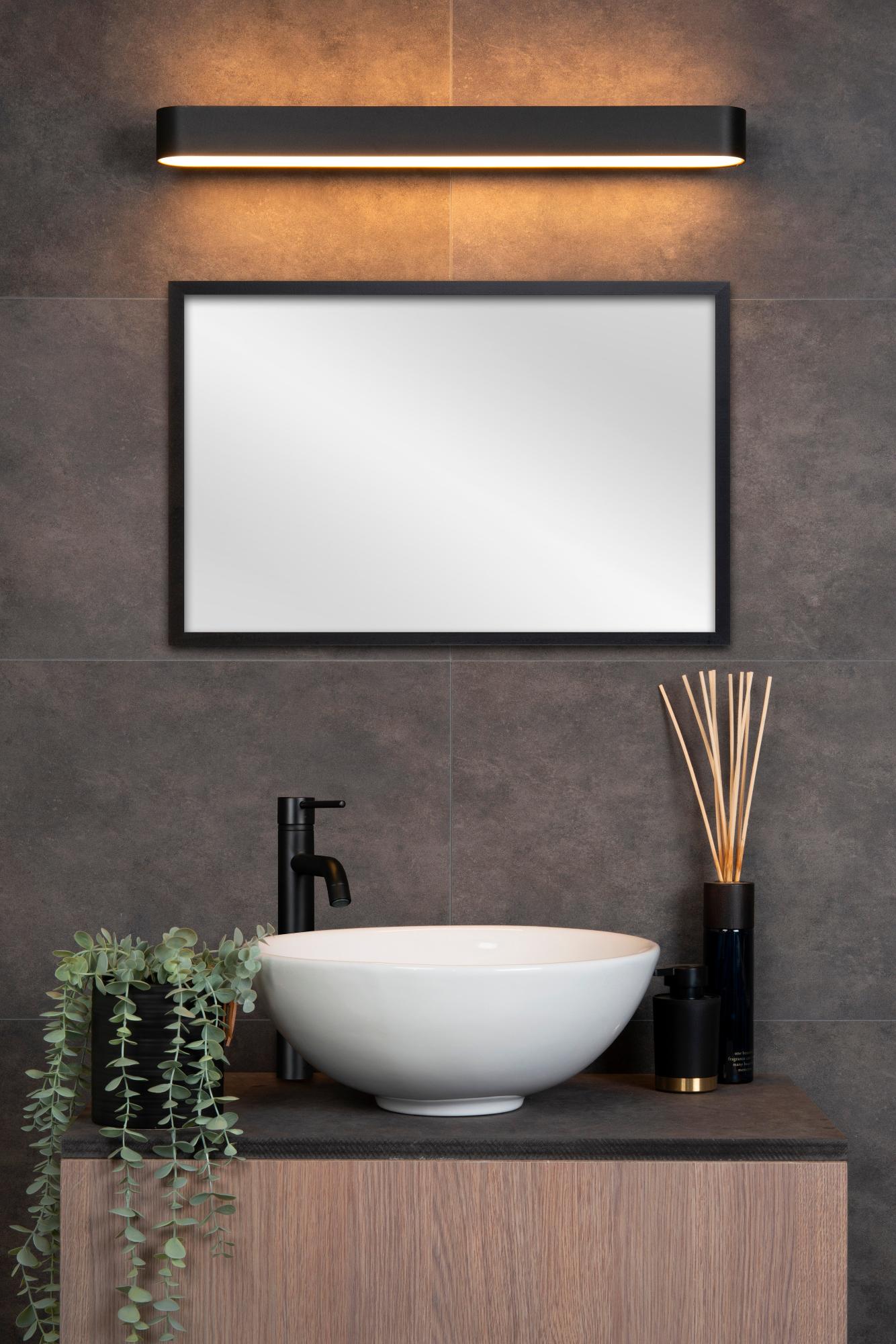 Applique salle de bain LED, L.90 cm, blanc chaud, noir LUCIDE Madelon