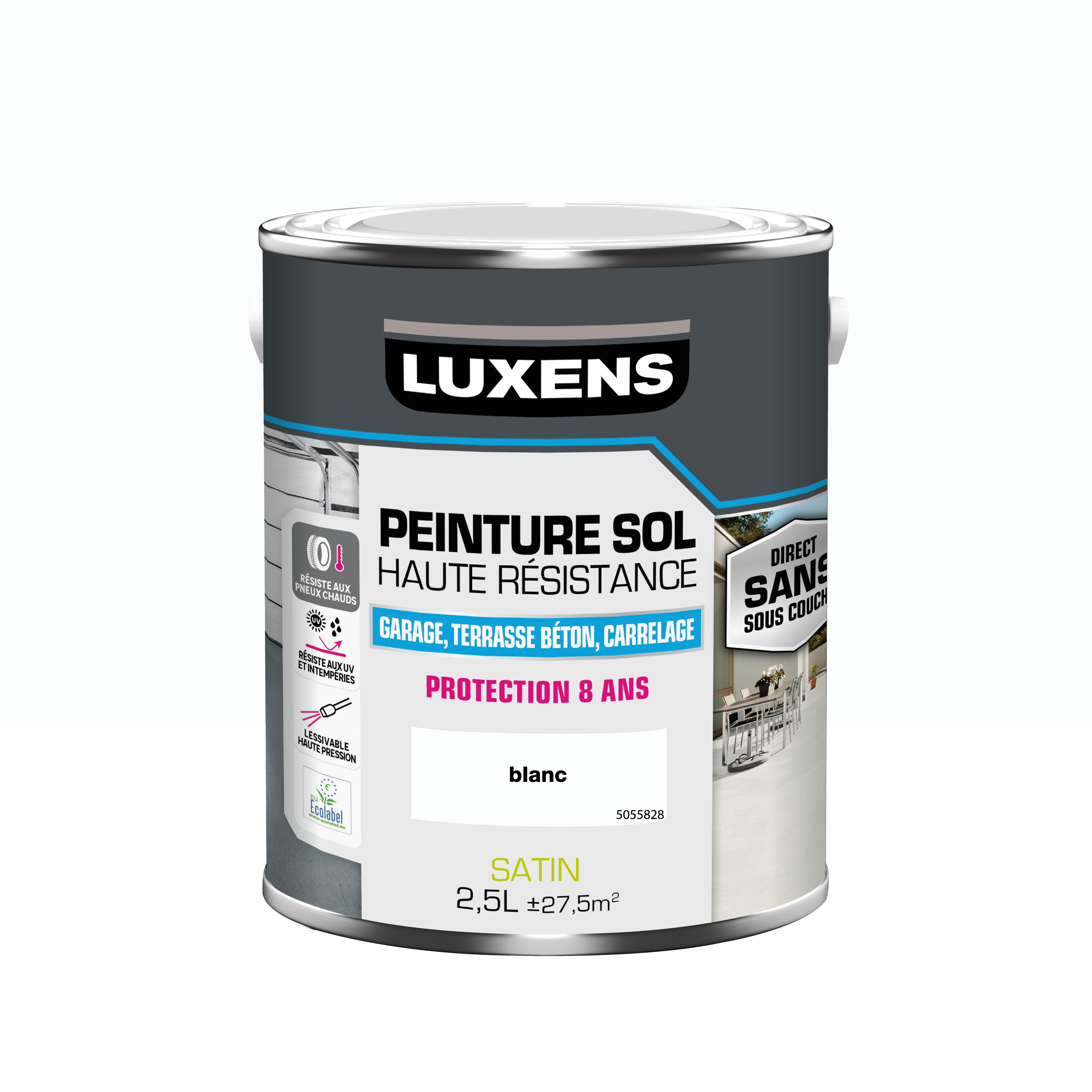 Peinture sol Haute résistance garage-béton-carrelage LUXENS blanc ...