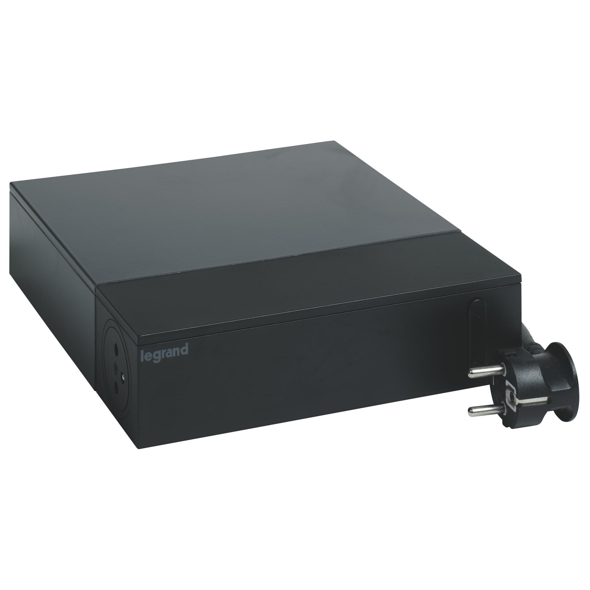 Box multiprise filaire boîtier tv range câble, 8 prises noir