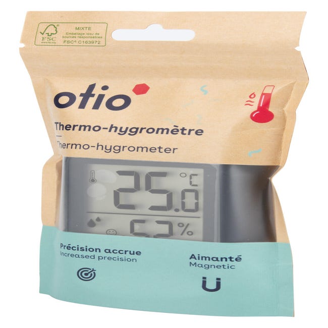 Station météo Otio - Thermomètre – hygromètre avec capteur sans fil gris  anthracite