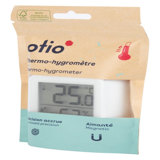 Thermomètre / Hygromètre intérieur magnétique - Blanc - Otio - Station  Météo - LDLC
