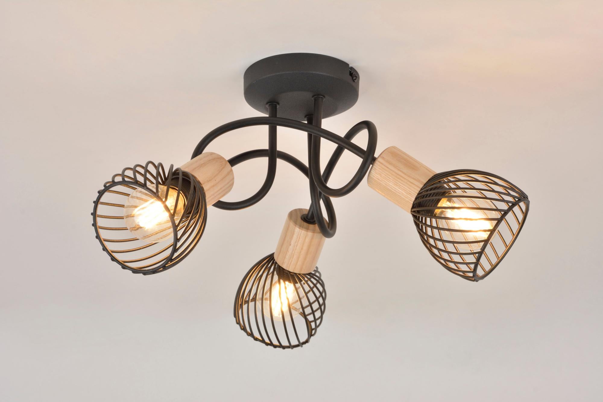 Plafonnier 3xe14, design noir COREP Kento D.25 cm | Leroy Merlin