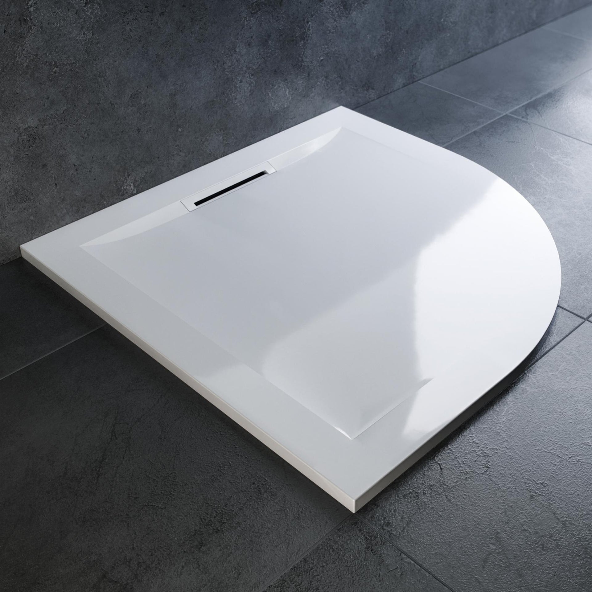 Receveur de douche, extraplat, résine 90 x 90 cm, 1/4 cercle antiglisse ...