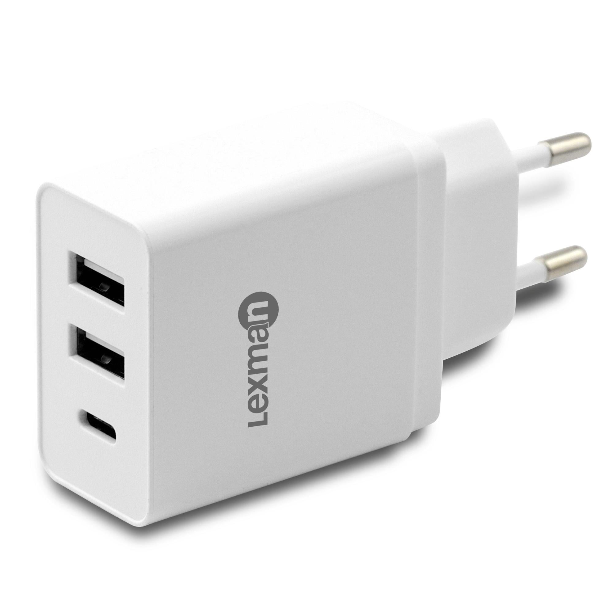 Adaptateur chargeur 2 usb + 1 usb c, blanc LEXMAN Leroy Merlin