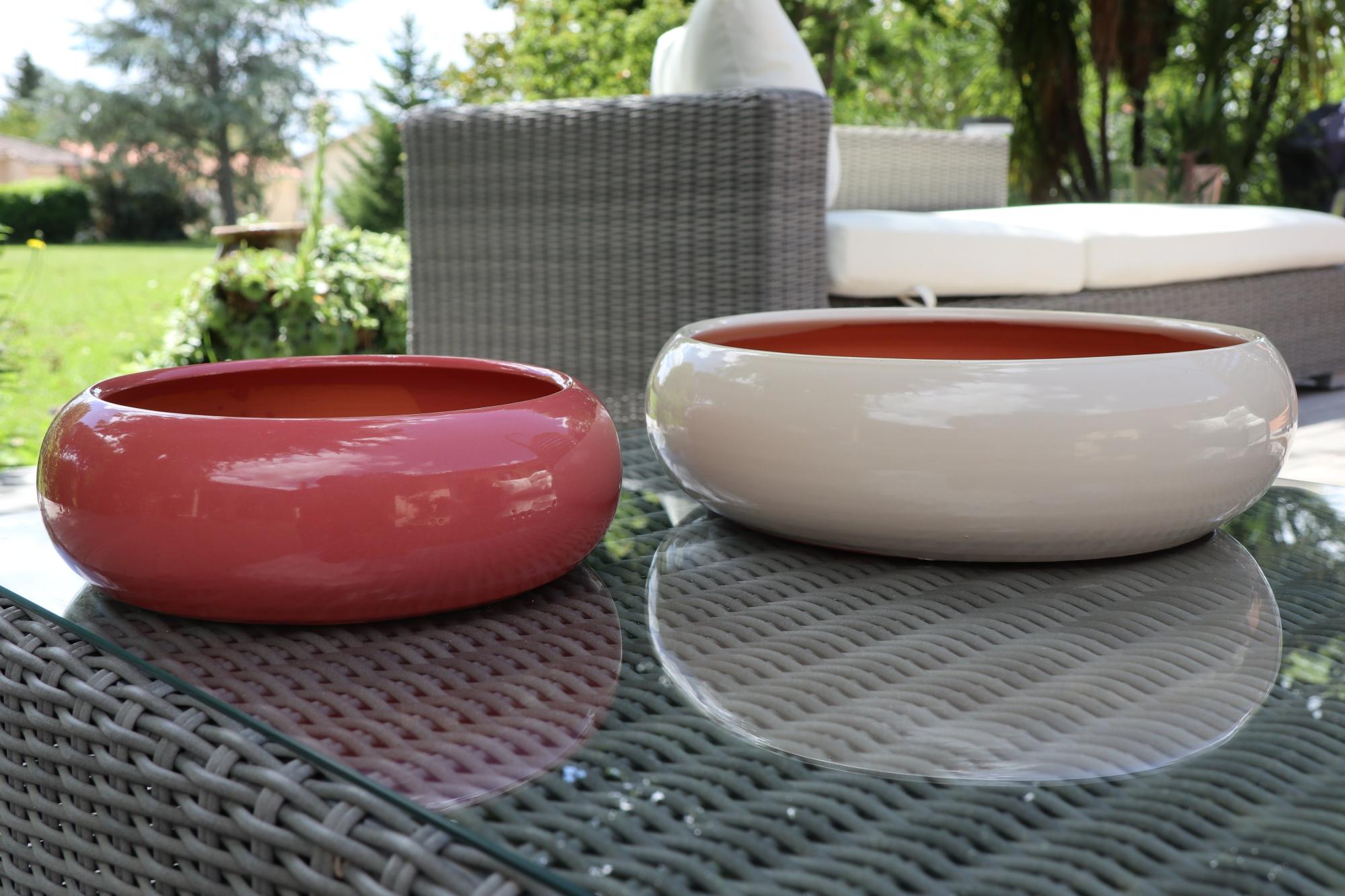 Pot terre cuite émaillée Plume a fleur de peau creme d29 | Leroy Merlin