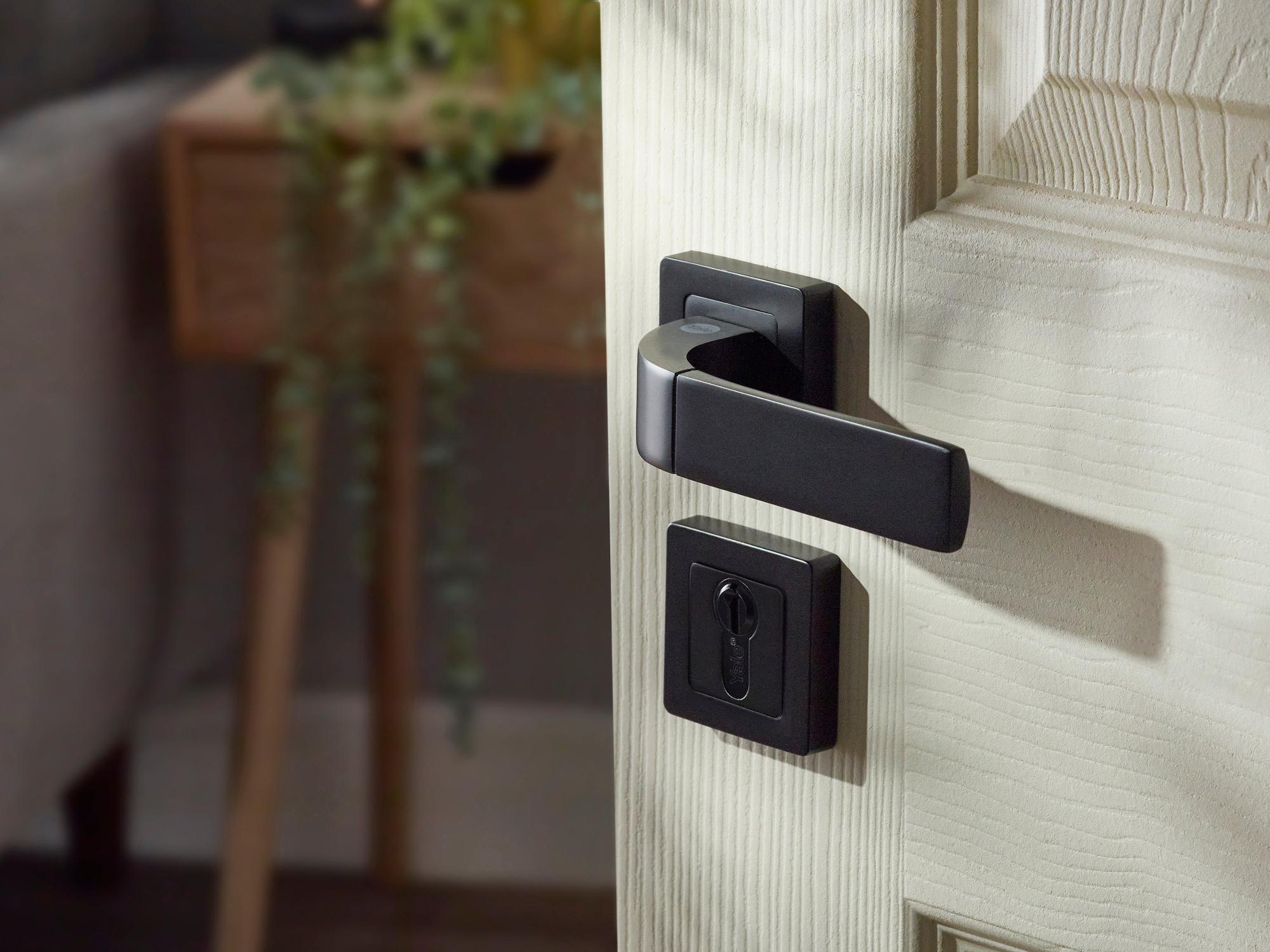 Poignée rosace de fonction Bologna noir mat YALE, aluminium trou de