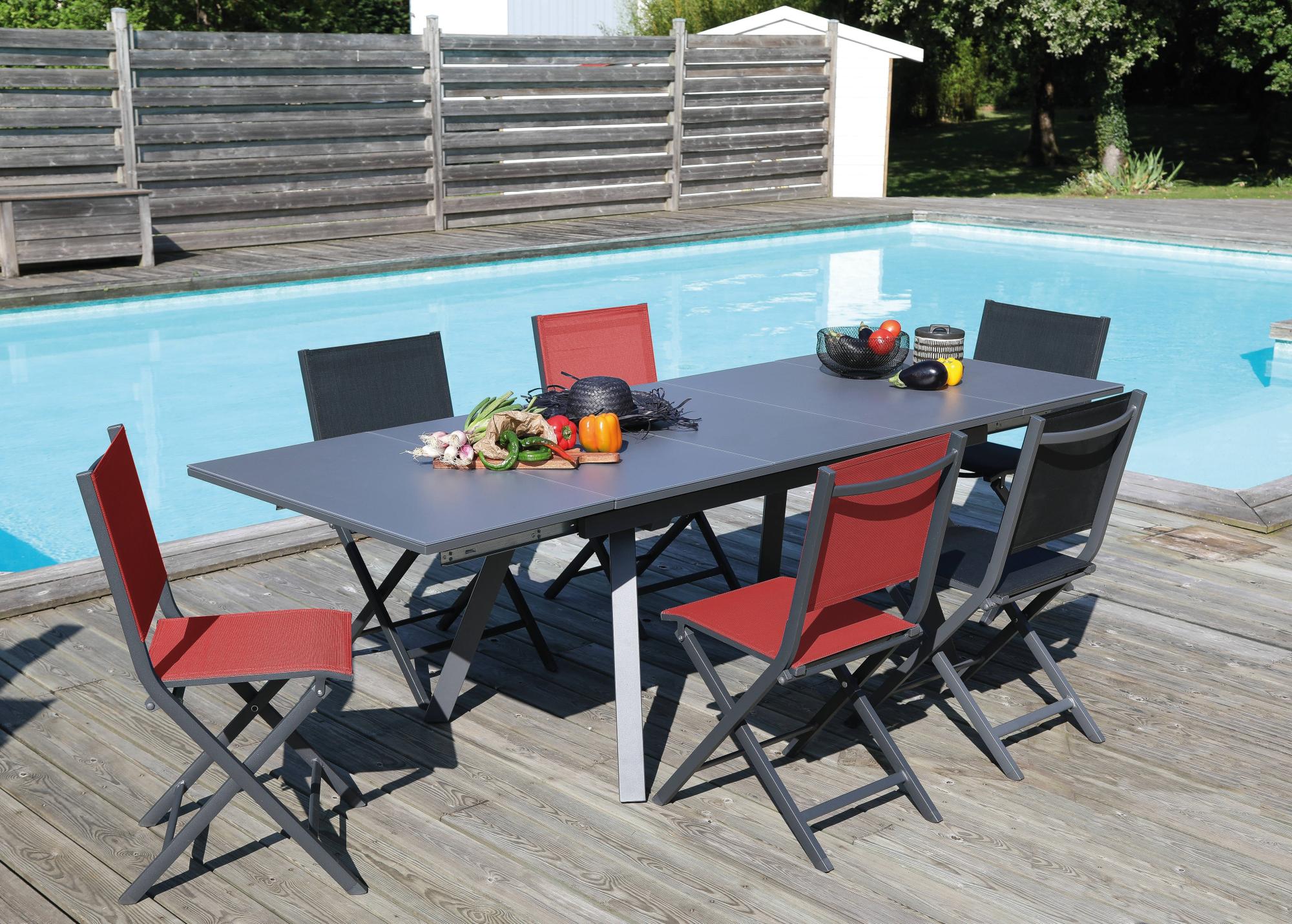 Table de jardin 150/200/250X90 ALU Leroy Merlin