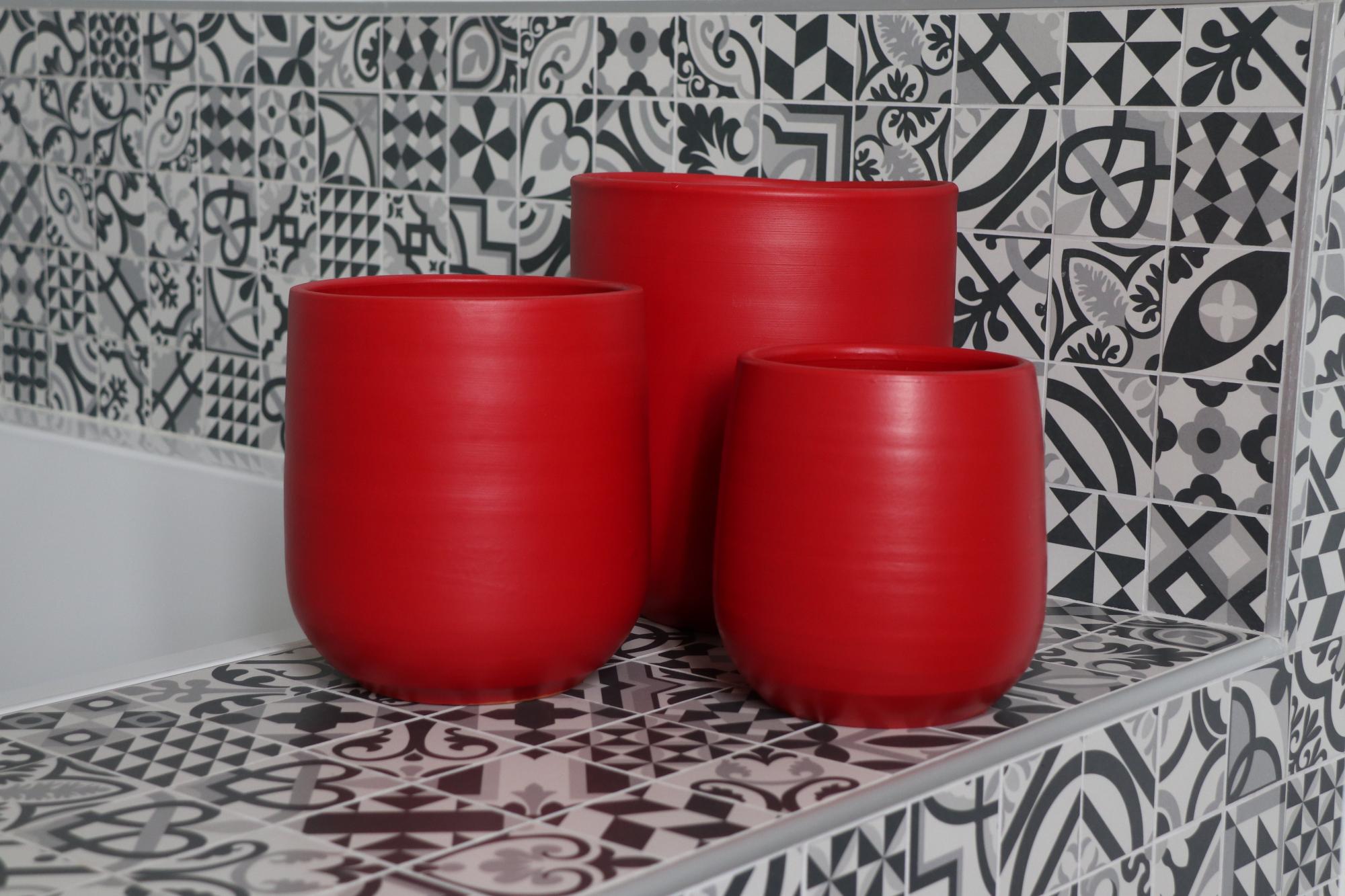 Pot terre cuite émaillée saintropp intrigue d17 rouge Leroy Merlin