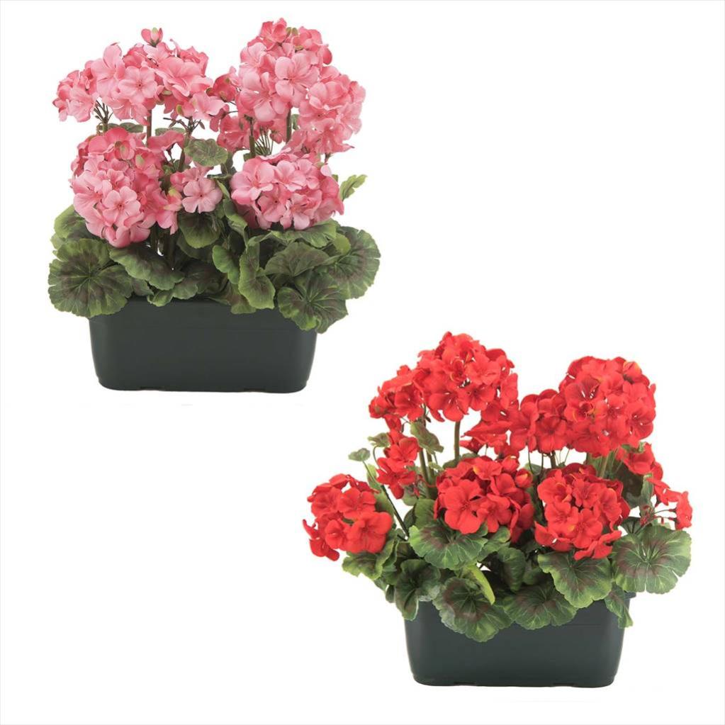 Plante artificiel jardinière géraniums l25 h35cm Leroy Merlin