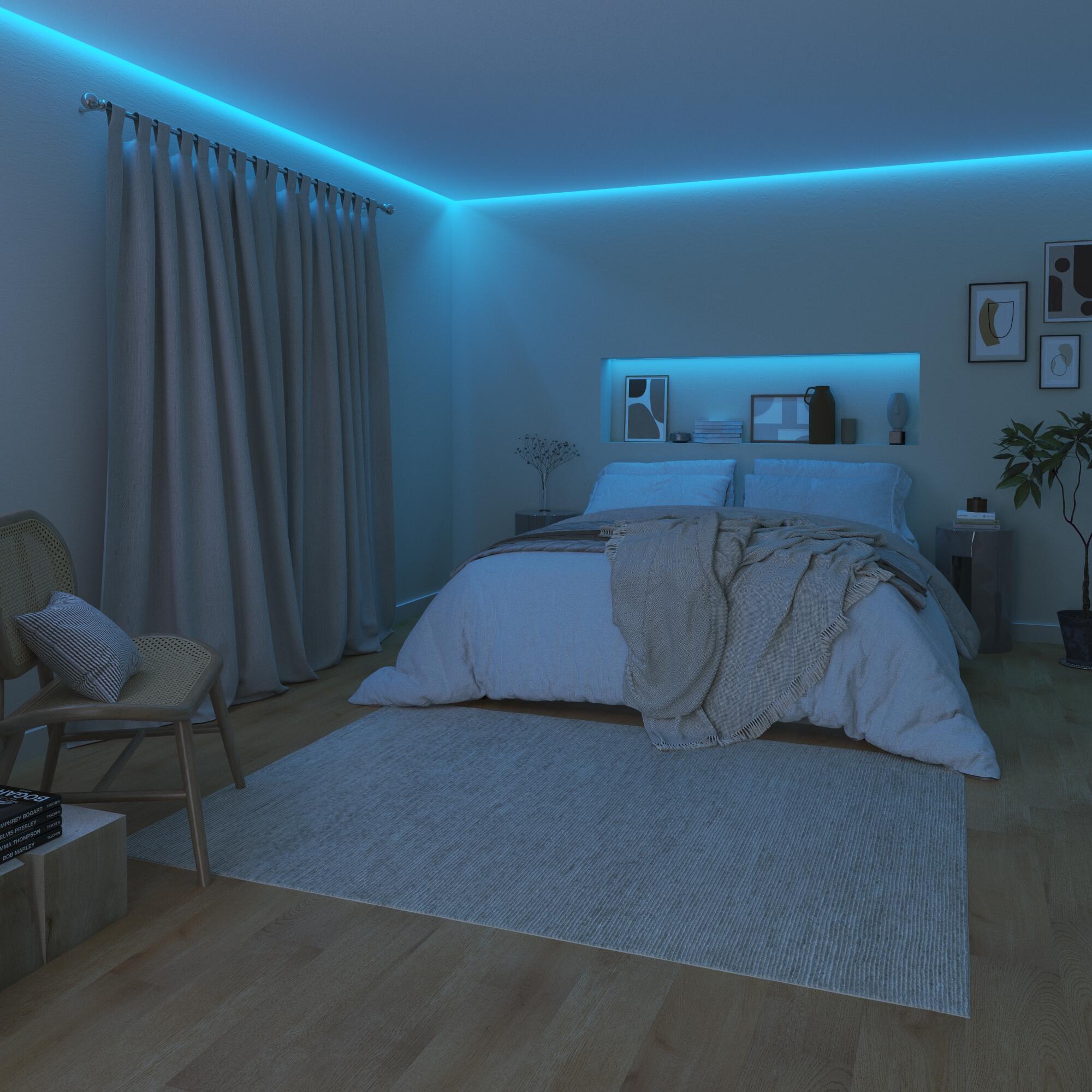 Ruban LED dessous de lit - 2,5m - Blanc chaud, détecteur de mouvement