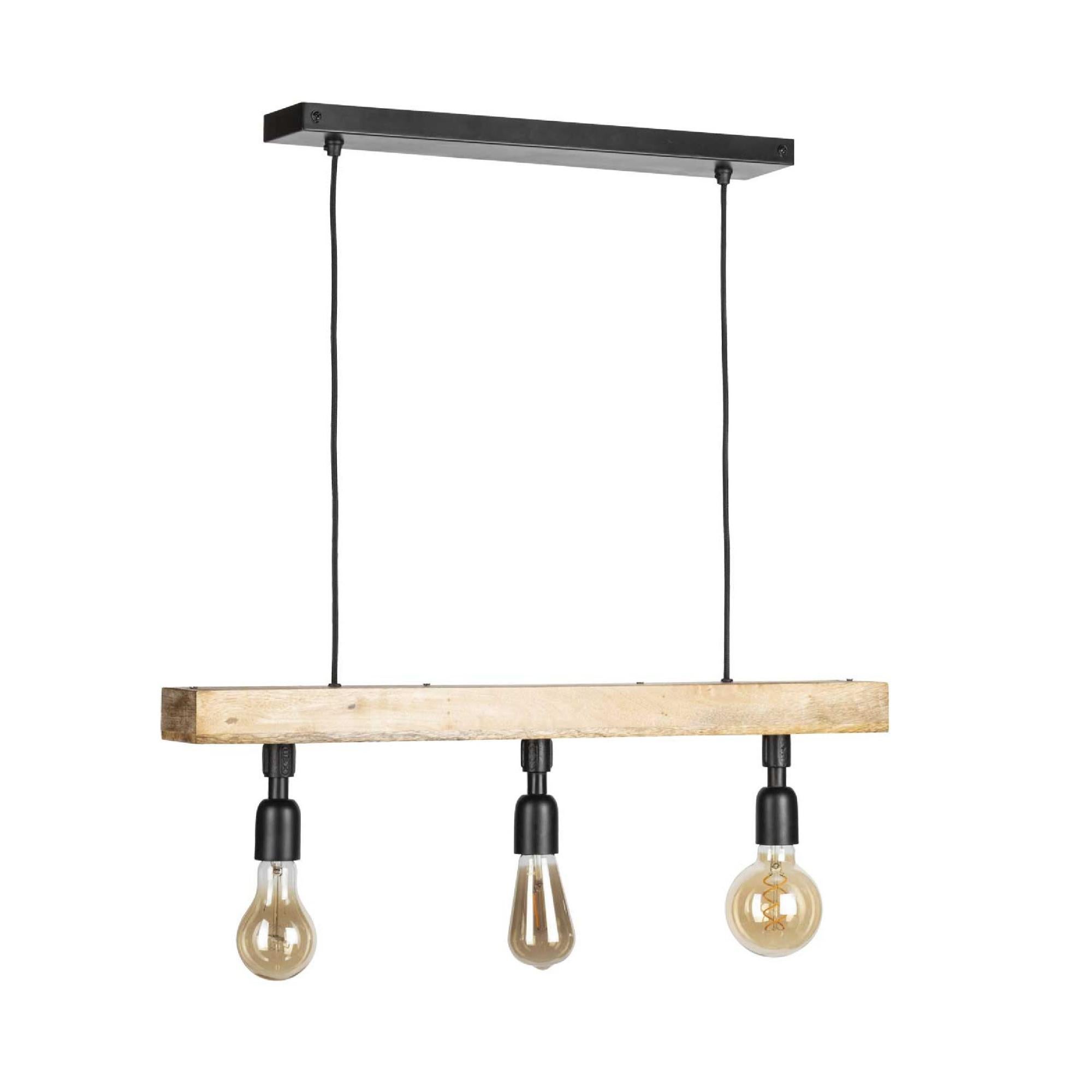 Suspension En Métal Noir Mat Avec 3 Ampoules E27[1364] - Maison