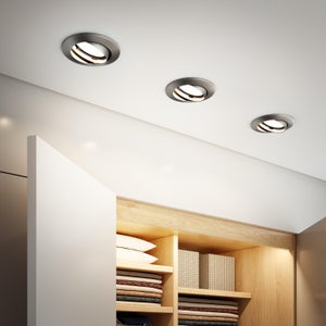 Lot de 10 Support de plafond Spots LED Encastrable 60mm Satin Nickel Fixe  Plafond avec douille GU10 isolée