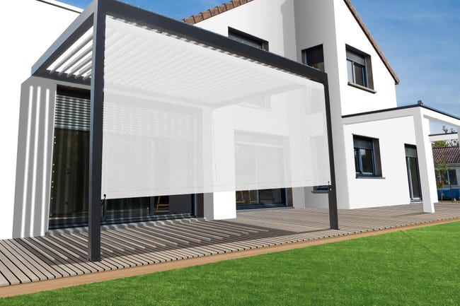 Store façade sans guide TIERAL pour pergola Caleta gris anthracite | Leroy Merlin rideau pour pergola caleta