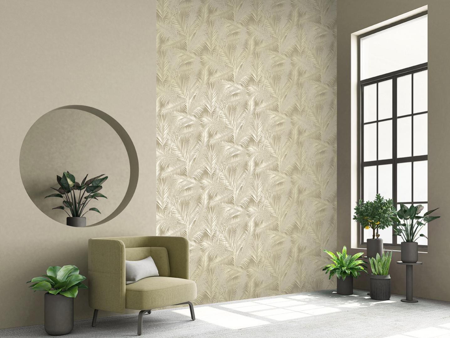 Papier peint intissé EDEN palme beige | Leroy Merlin