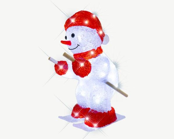2 Bonhommes De Neige LED Avec Minuterie - Décoration Lumineuse De Noël En Céramique - 10