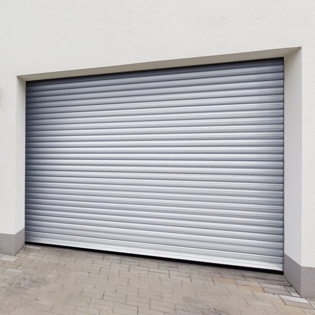 Porte de garage enroulable motorisée acier Protecta Agathe blanche - L.240  x h.200 cm (pré-montée)