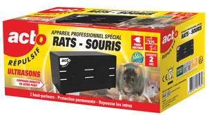 RÉPULSIF ULTRASONS RATS - SOURIS - LOIRS - LÉROTS - ARAIGNEES - PROTEGE  280m²
