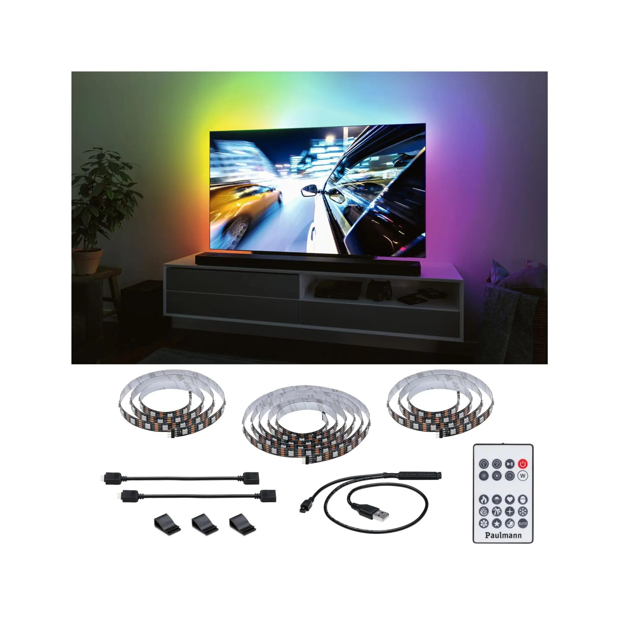 Ruban LED TV USB, 2 x 80 cm, changement de couleurs, EntertainLED
