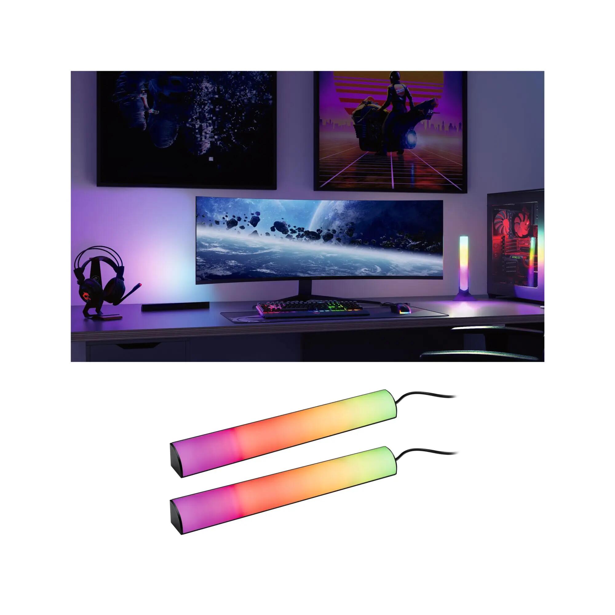 Ruban LED TV USB, 2 x 60 cm, changement de couleurs, EntertainLED PAULMANN