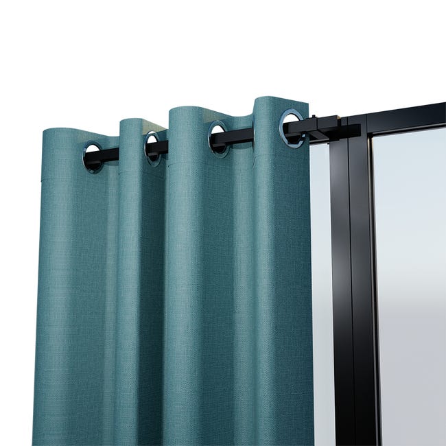 Lot de 2 mini-tringles à rideaux industrielles arrondies sans perçage  extensibles 40-70cm D10 Noir mat