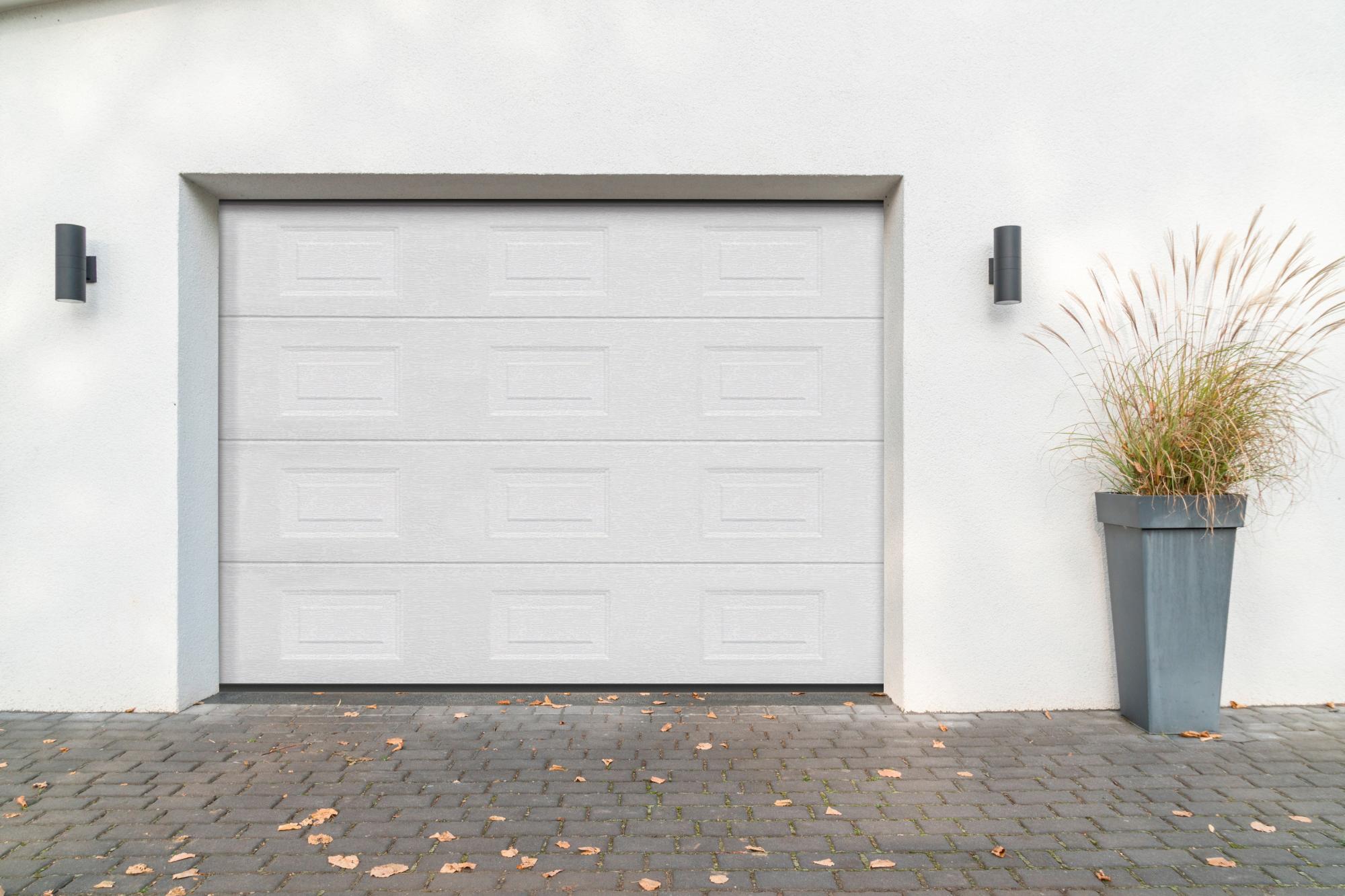 Porte de garage sectionnelle motorisée PREMIUM cassettes H.200 x l.250 blanc Leroy Merlin