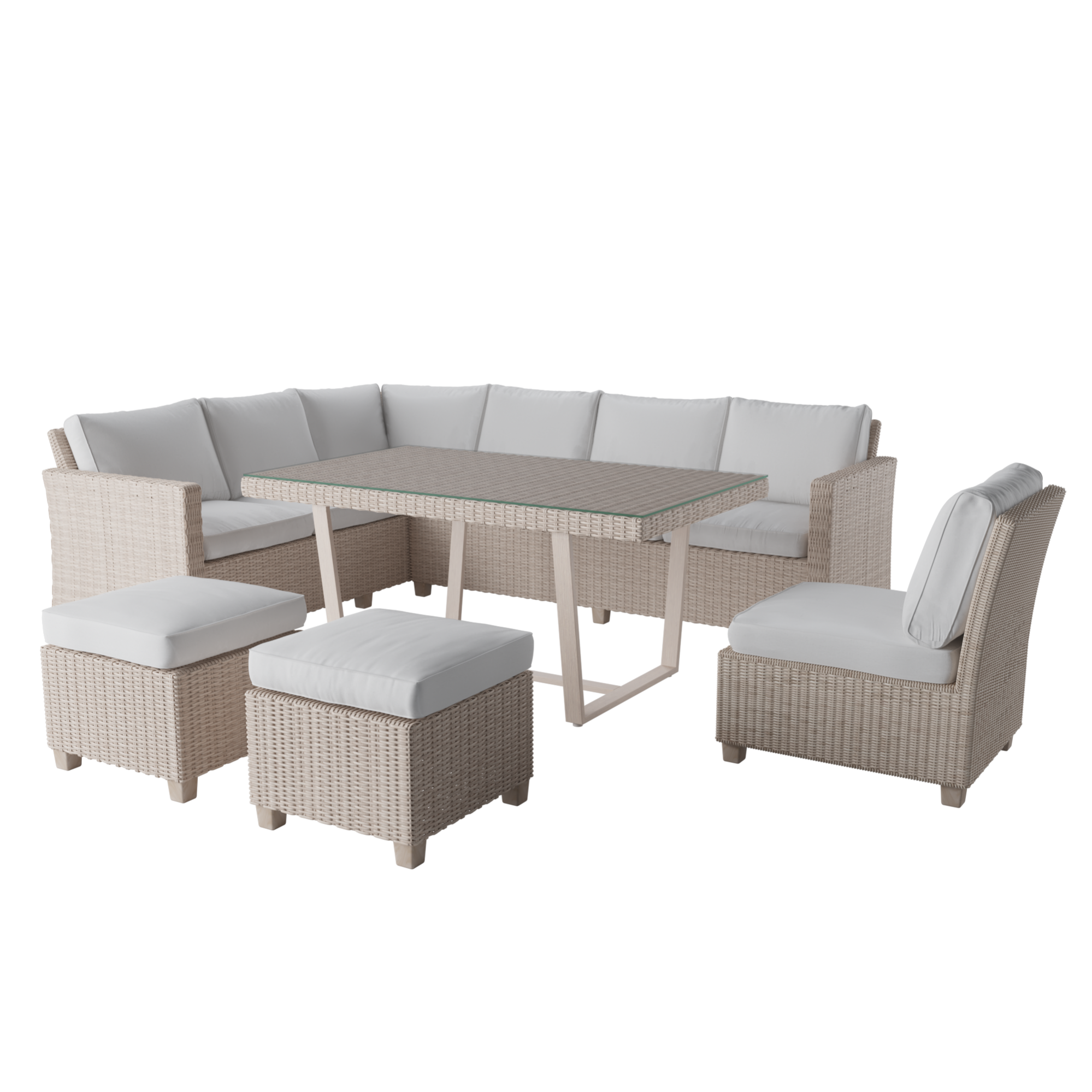Lot salon de jardin, fauteuils NATERIAL Medena, résine tressée et ...