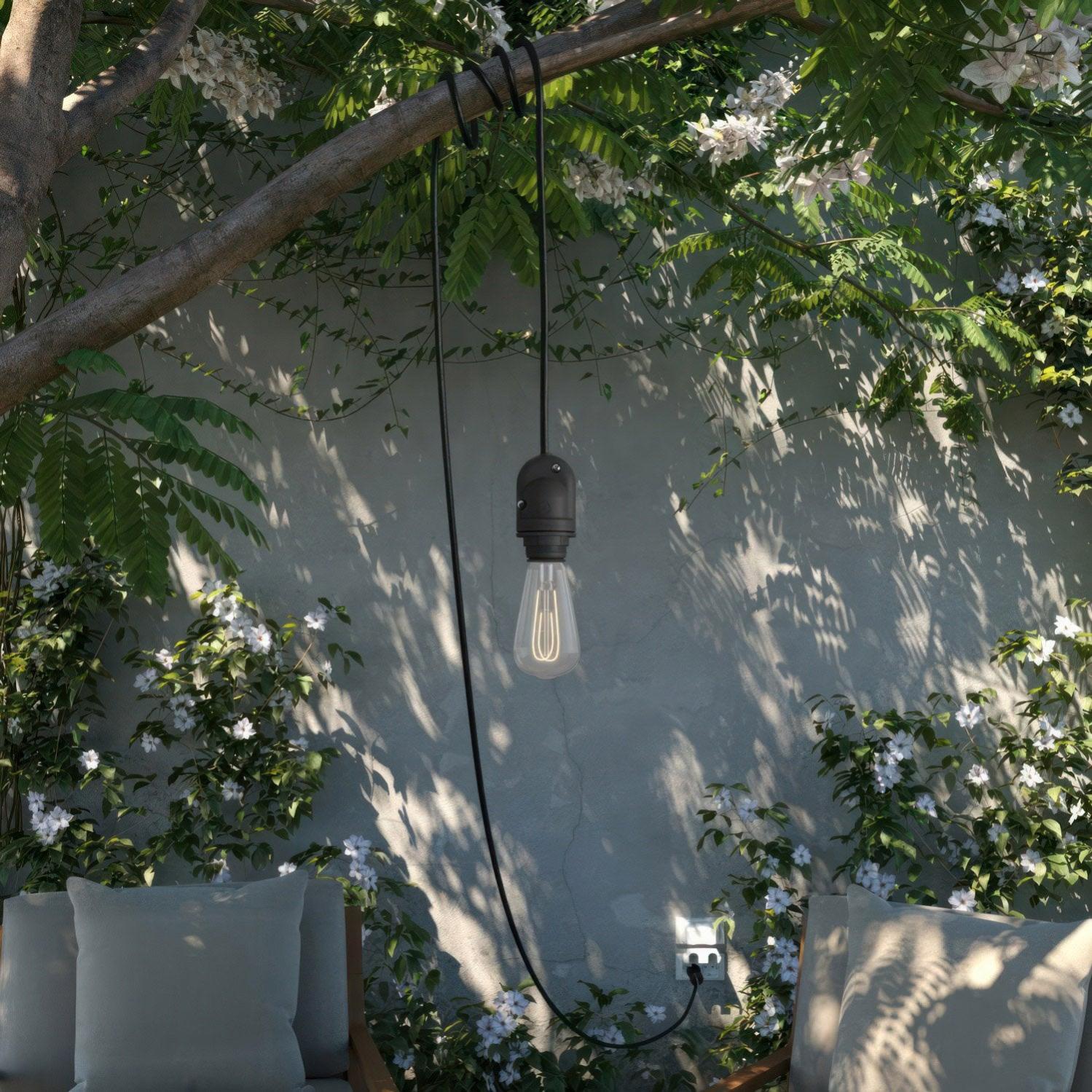 Douille Extérieur IP65 E27 Creative Cables - Éclairage Étanche DIY Pour Jardin, Terrasse - Noir