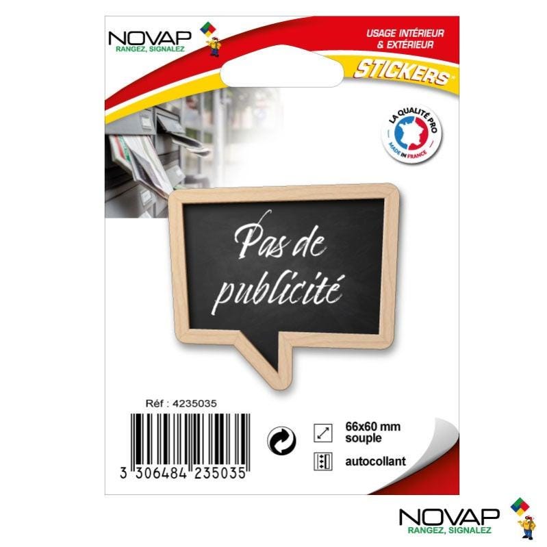 Sticker adhésif Pasde pub craie NOVAP pvc L.6 x H.0.1 cm