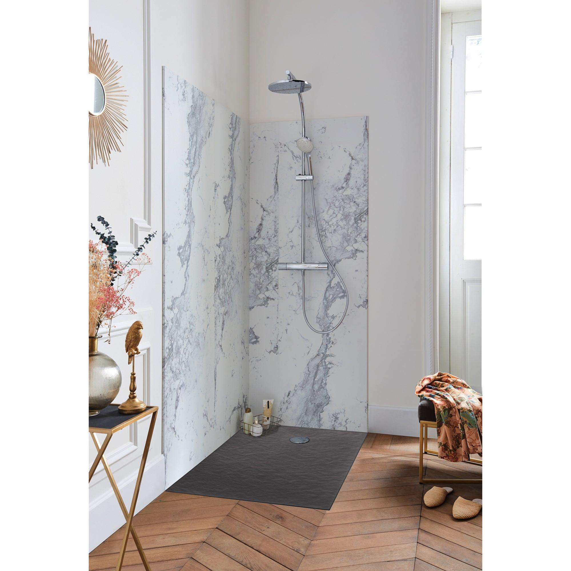 Receveur de douche, acrylique, anthracite L.120 x l.80 cm, Ipso JACOB