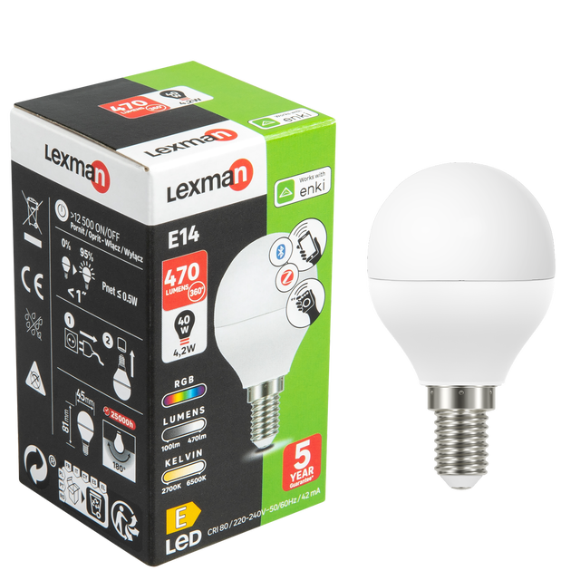 Calex Smart E14 P45 4,9 W ampoule LED CCT RVB x2
