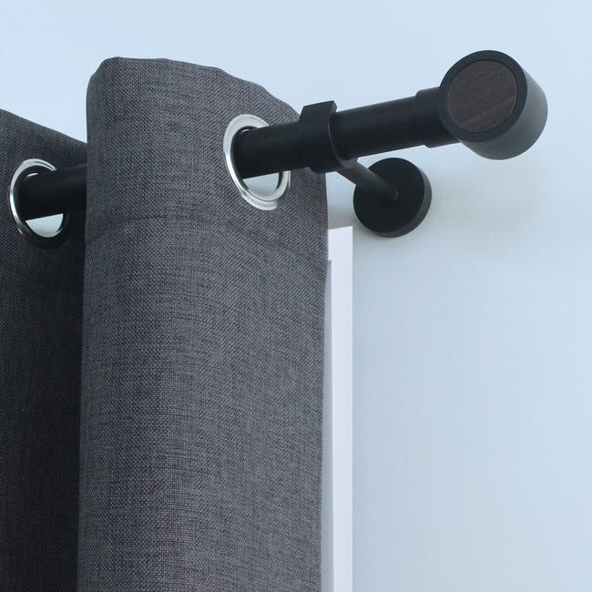 Kit de tringle à rideau Koky Diam.25 mm noir 160 à 300 cm