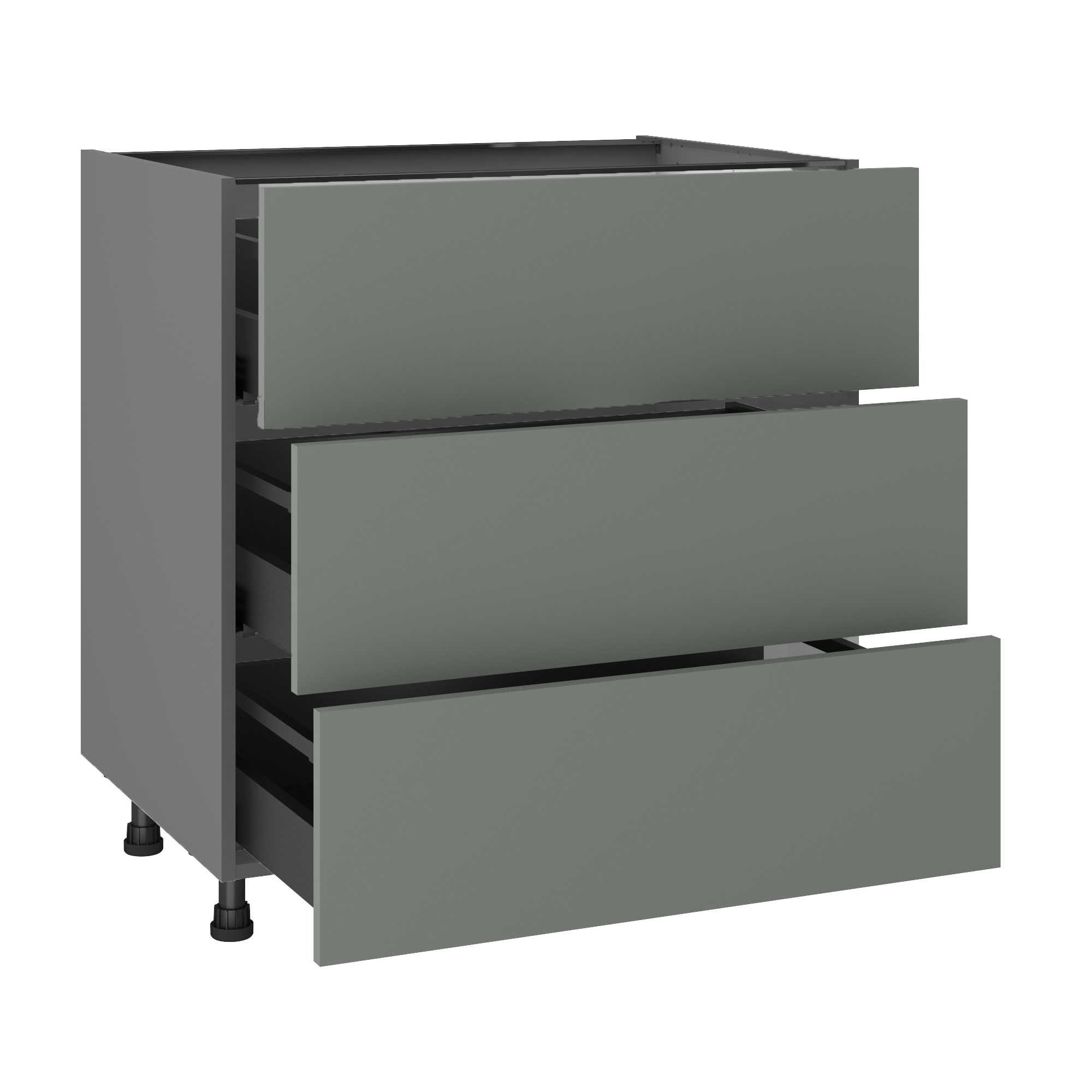 Meuble bas de cuisine Vienne gris vert, 3 tiroirs H77xl80 Leroy Merlin