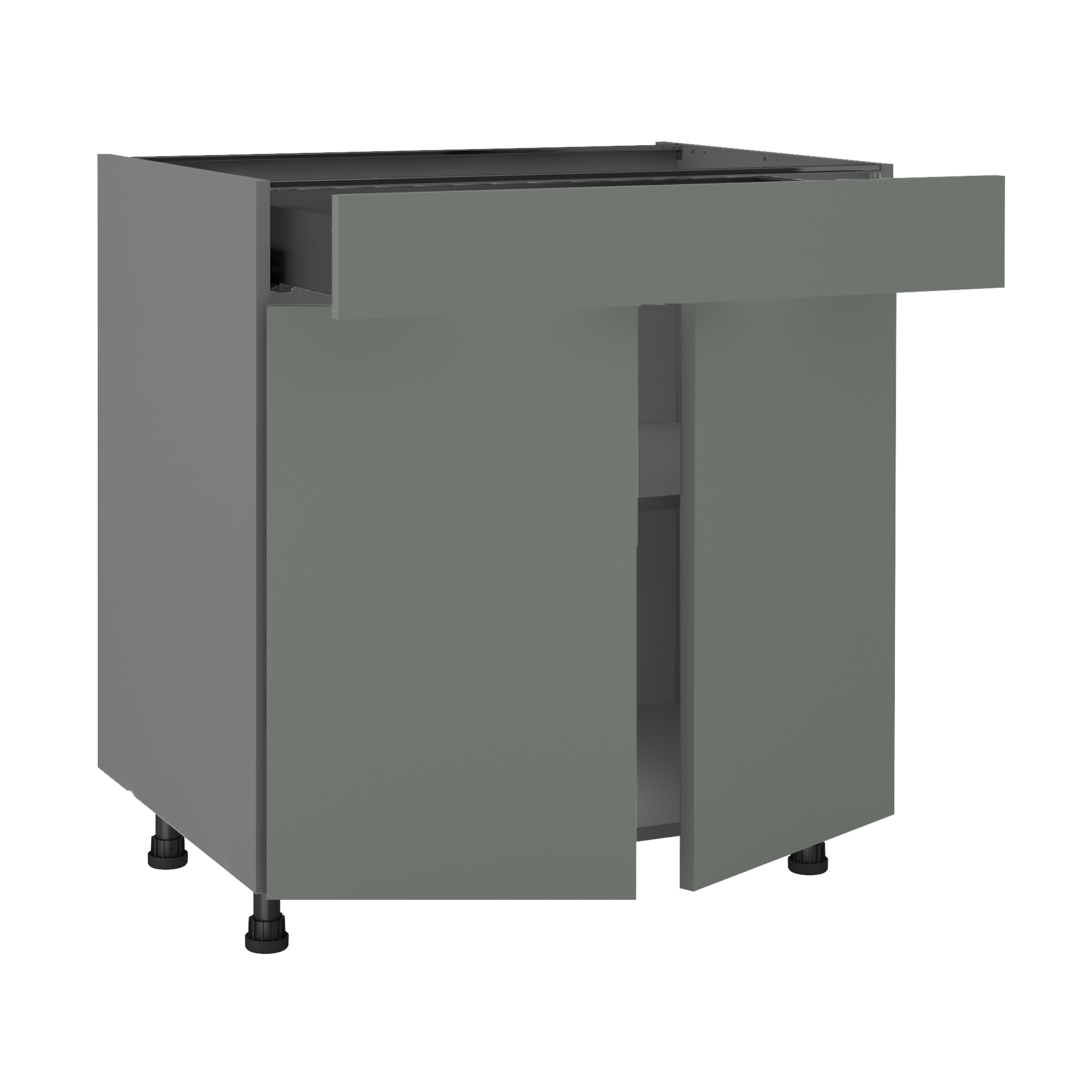 Meuble bas de cuisine Vienne gris vert, 2 portes et 1 tiroir H77xl80 Leroy Merlin