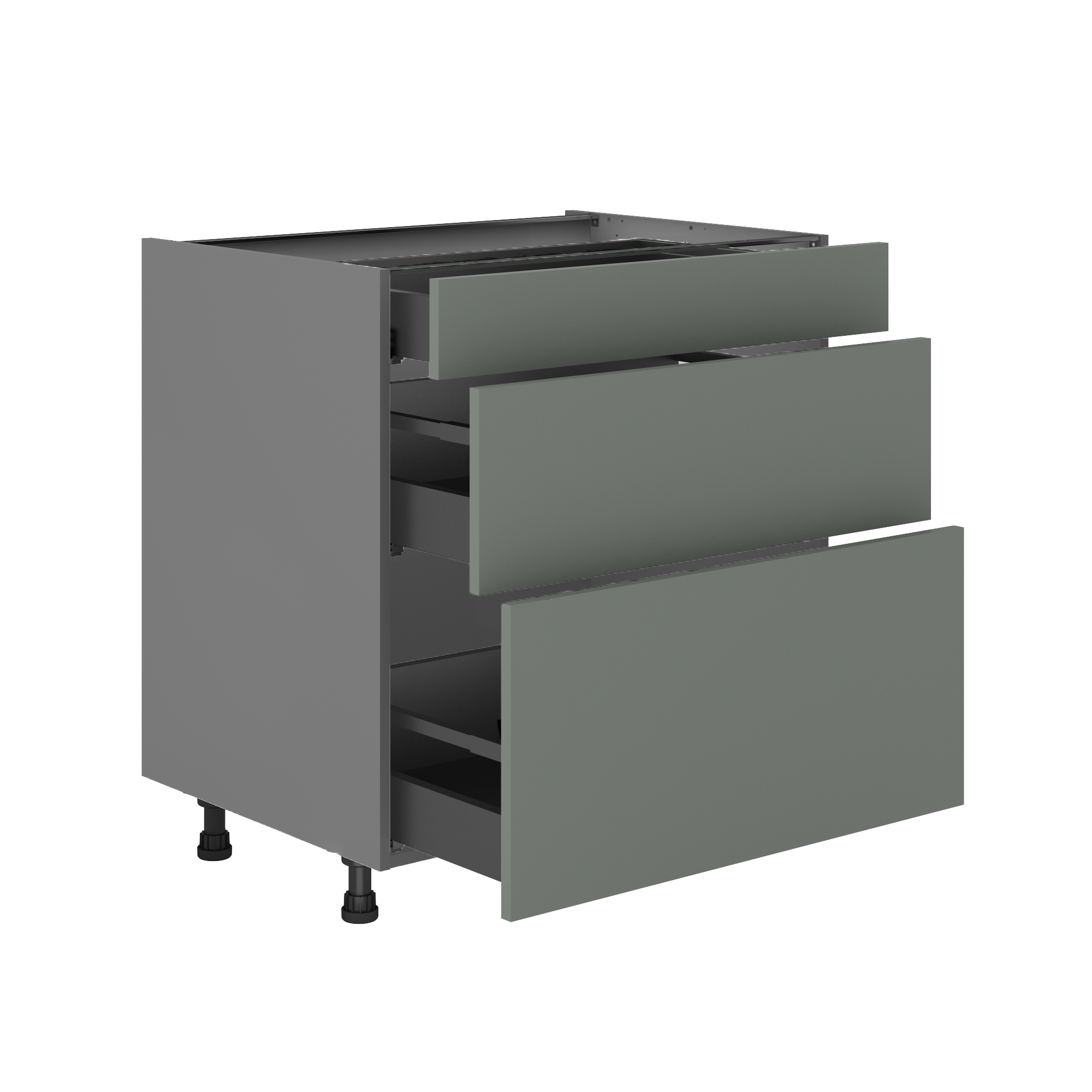 Meuble bas de cuisine Vienne gris vert, 3 tiroirs H77xl80 Leroy Merlin