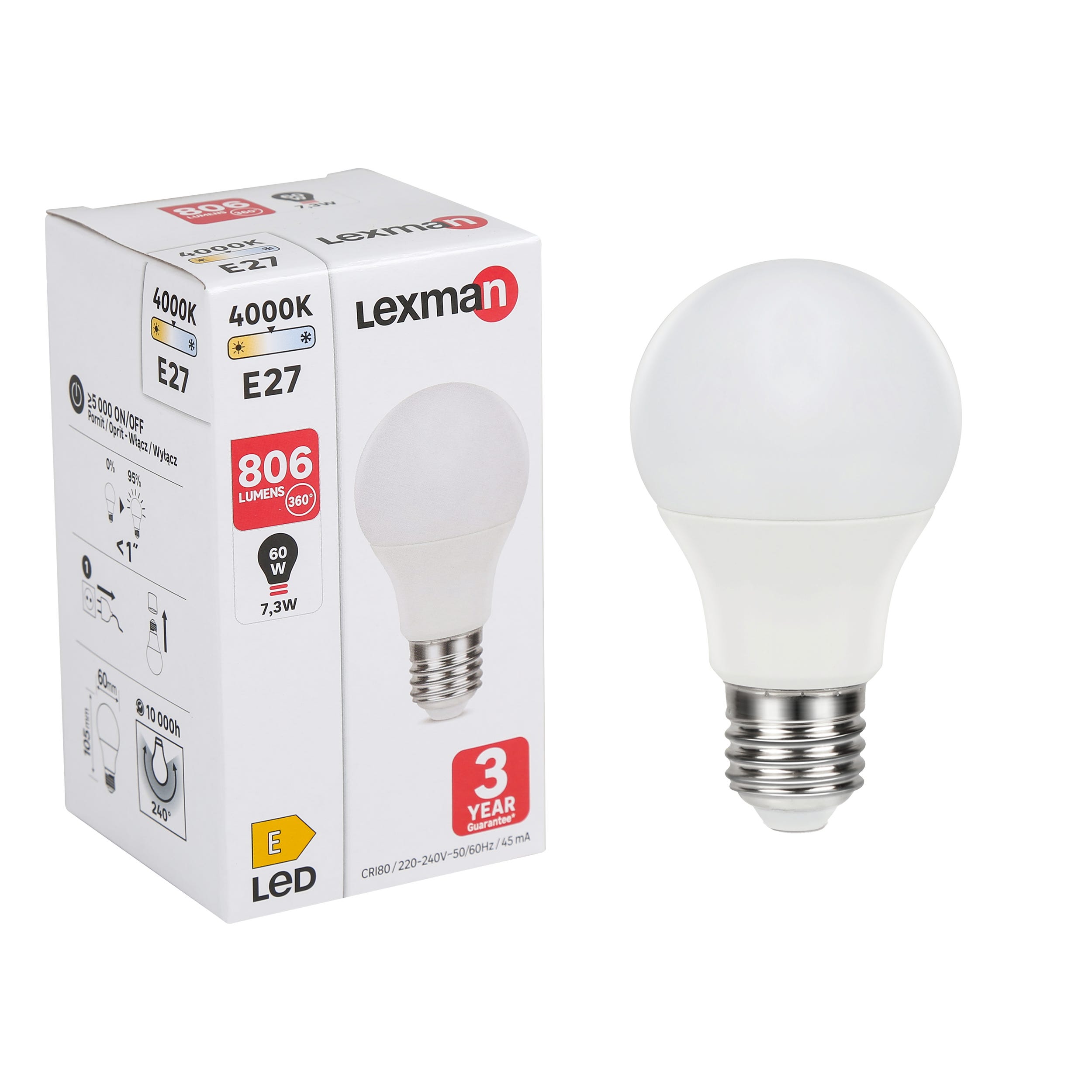 LnD I Ampoule led E27 806lm, 60W, Blanc neutre