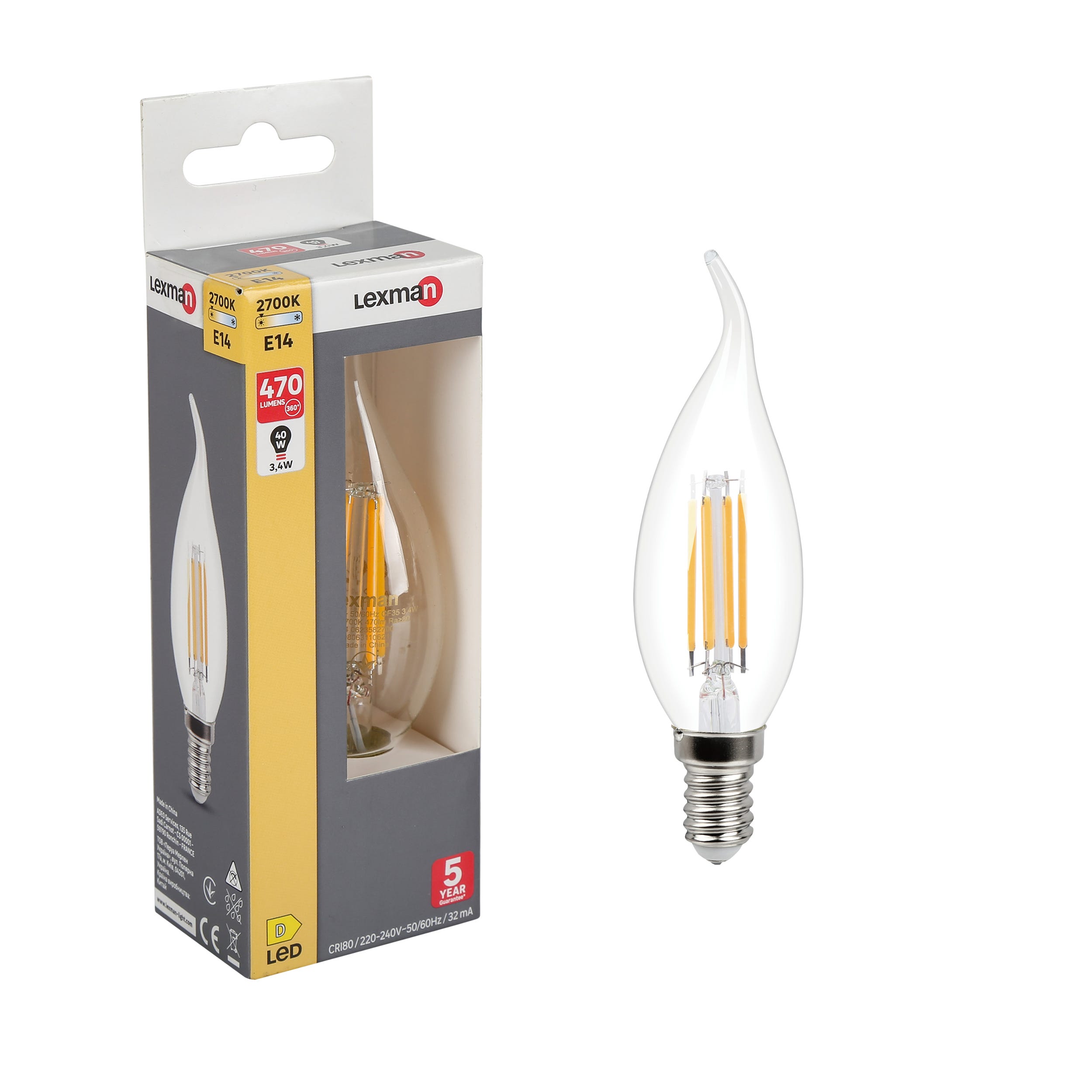 Ampoule LED à filament Lexman pour hotte E14 - 806 lm (Équivalence 60W)  blanc neutre –
