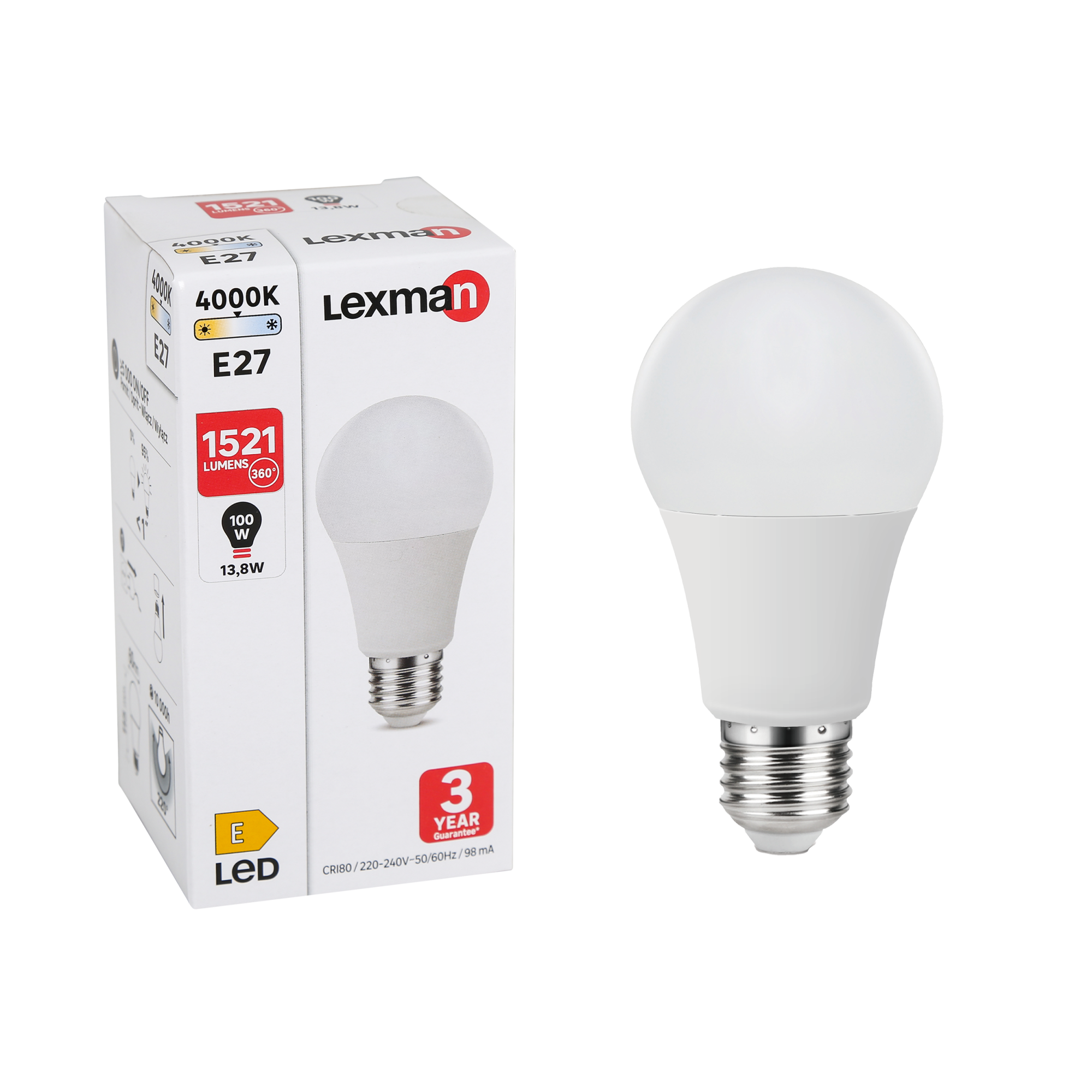Ampoule led plastique E27, 1521Lm = 100W, blanc neutre, LEXMAN Leroy