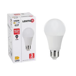 Ampoule LED A60 Dimmable, culot E27, conso. 12W (eq. 100W), 1521 lumens,  Blanc neutre
