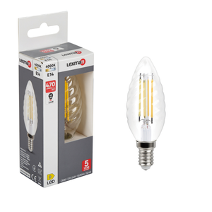 Paquet de 5 - Ampoule à filament E14, 1,6 W, incolore, 150 lumens, flamme  2100 K