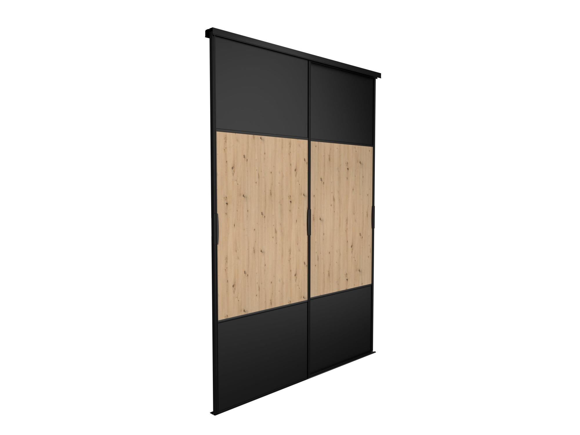 Portes de placard coulissantes City 2 portes noir / chêne artisan l180xH250cm Leroy Merlin