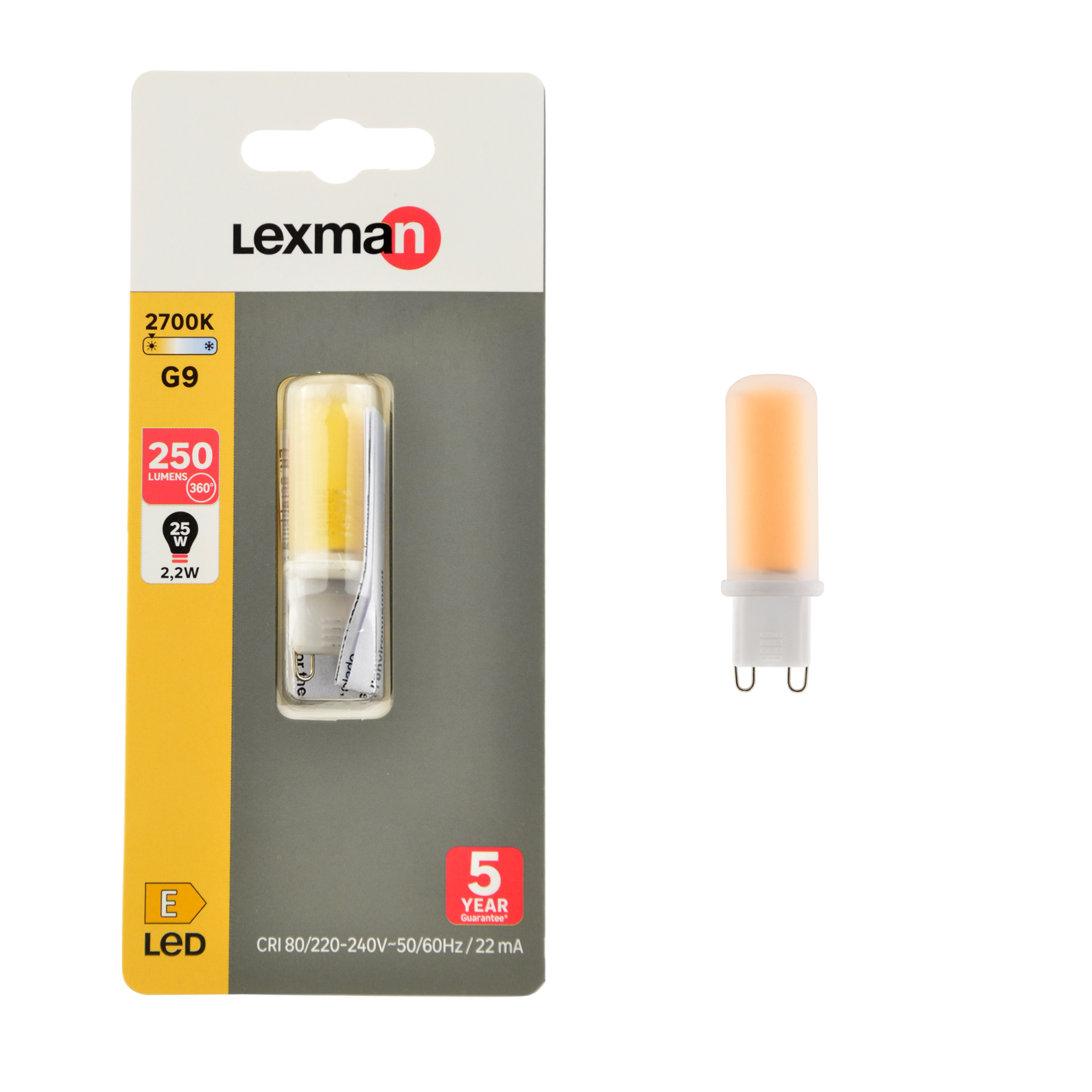 Ampoule led, capsule G9, 250lm = 25W, blanc chaud, LEXMAN Leroy Merlin
