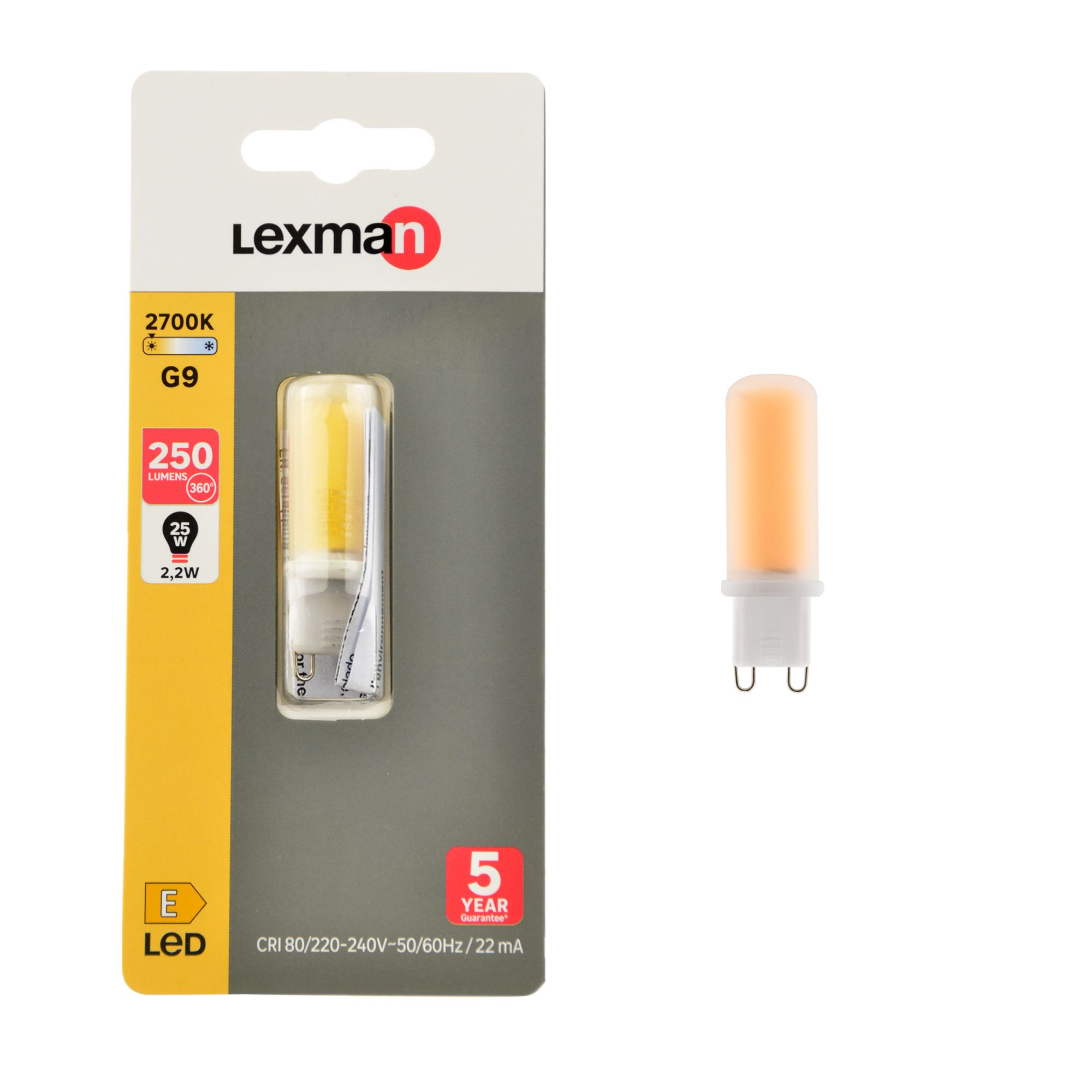 Ampoule led capsule G9 250lm 25W blanc chaud LEXMAN Leroy Merlin